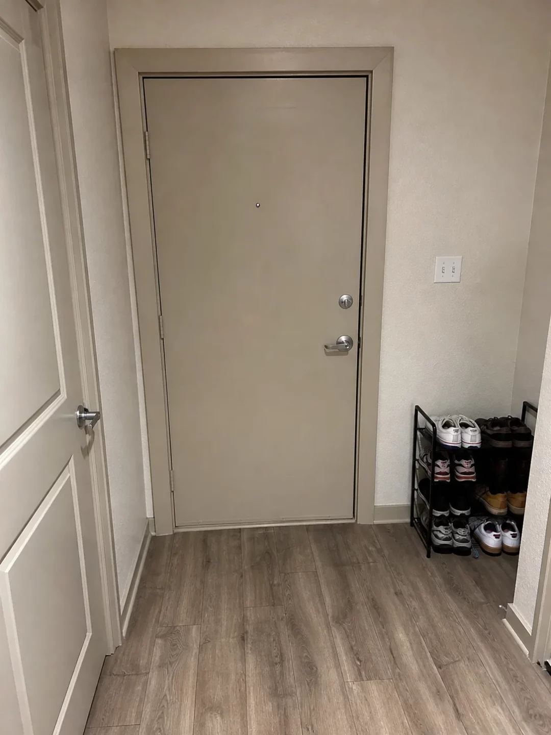 Apartment entry door viewed from inside